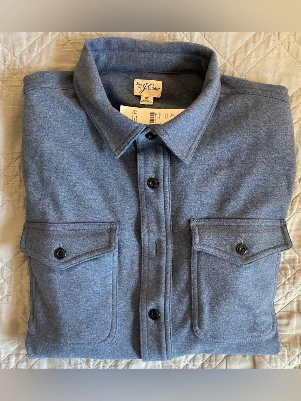 J.‎ CREW Seaboard soft-knit shirt in Heather Washed Indigo Size M NWD $118 BV899